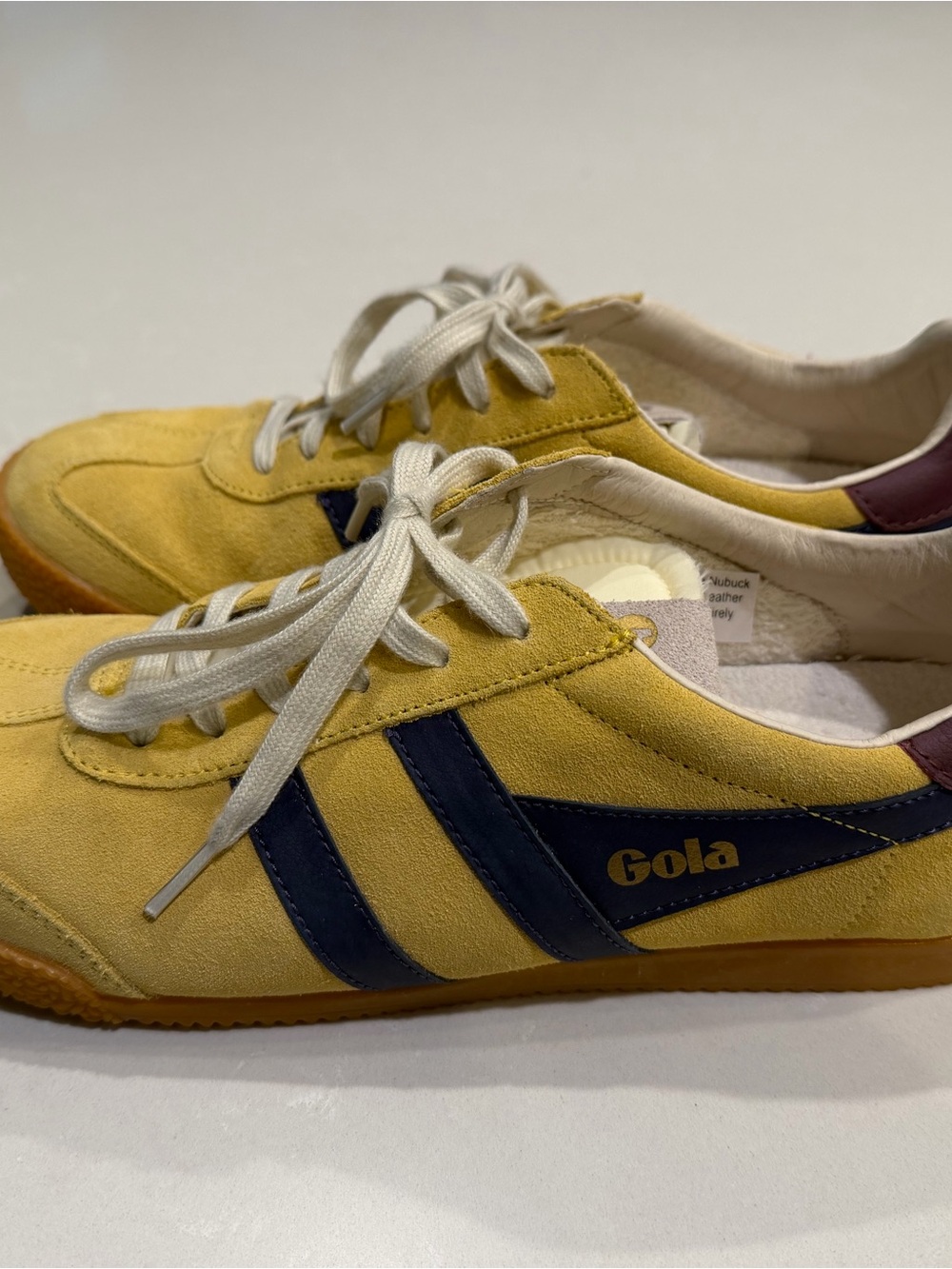 Gola Yellow Suede Sneakers with Navy Stripes